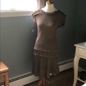 Max Studio top and skirt set. Cocoa brown lace.